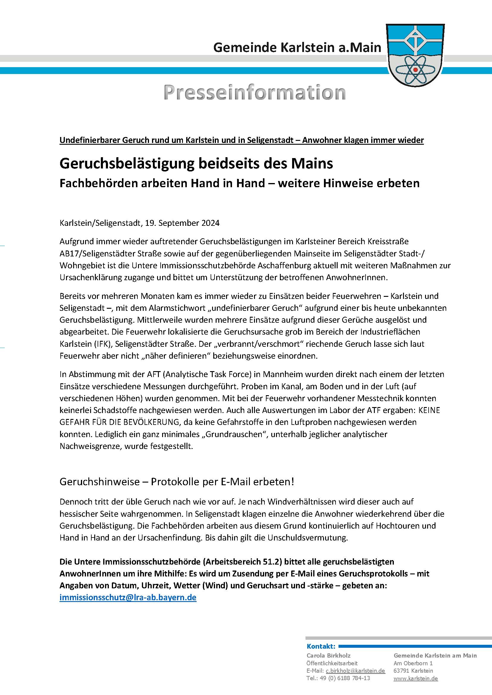 240921 Geruch rund um Karlstein und Seligenstadt