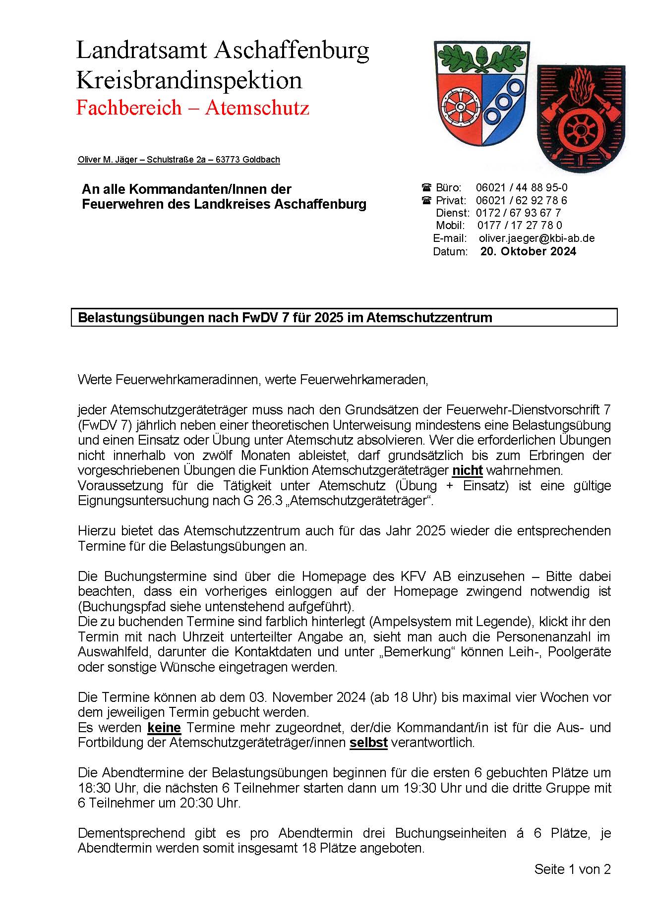 Belastungsübungen 2025 Seite 1