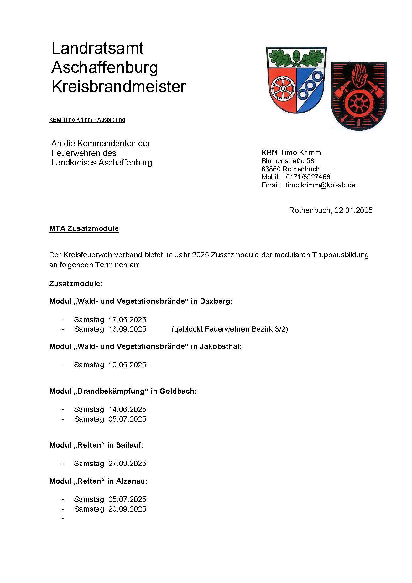 Einladungsschreiben MTA Zusatzmodule 2025 Seite 1