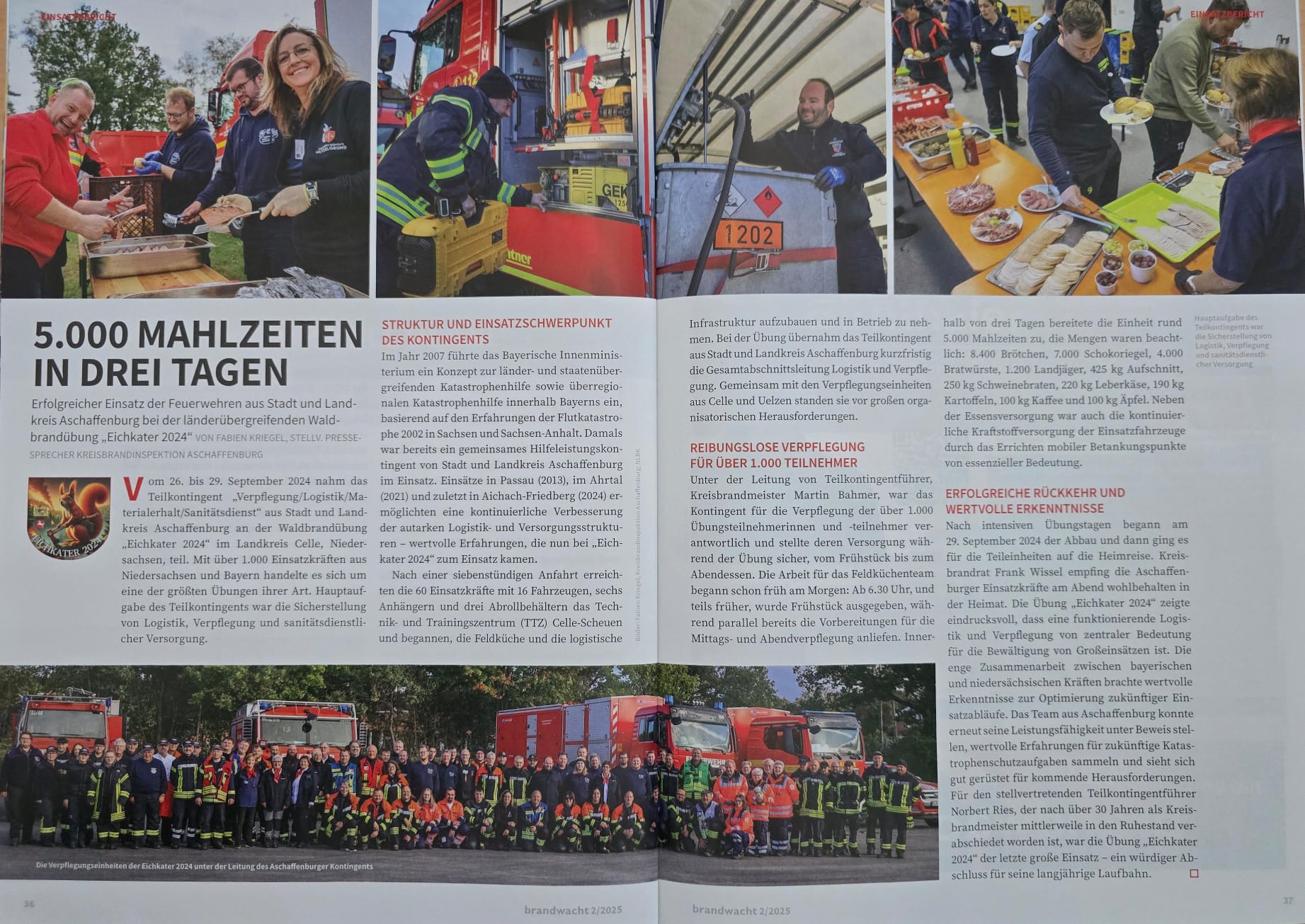 Brandwacht 02 2025 Artikel zu unserem Übungseinsatz beim Eichkater 2024