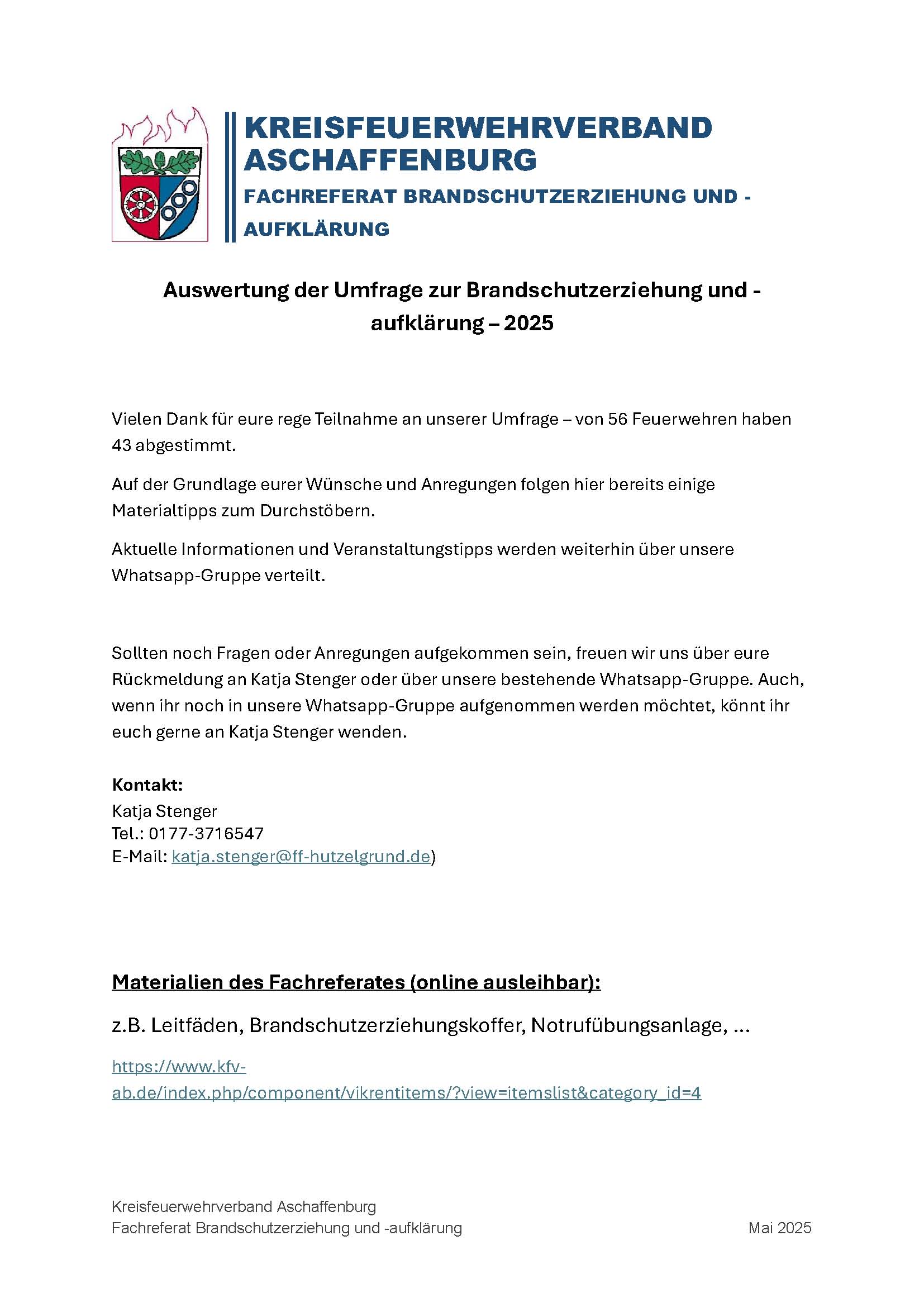 KFV AB FR BEBA Rundbrief Auswertung Umfrage Seite 1