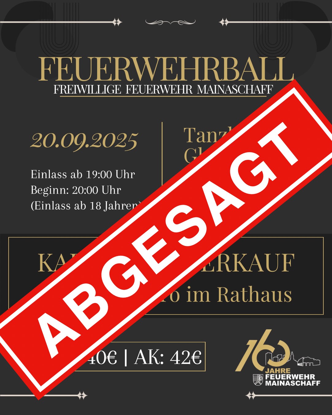 Absage Feuerwehrball Mainaschaff