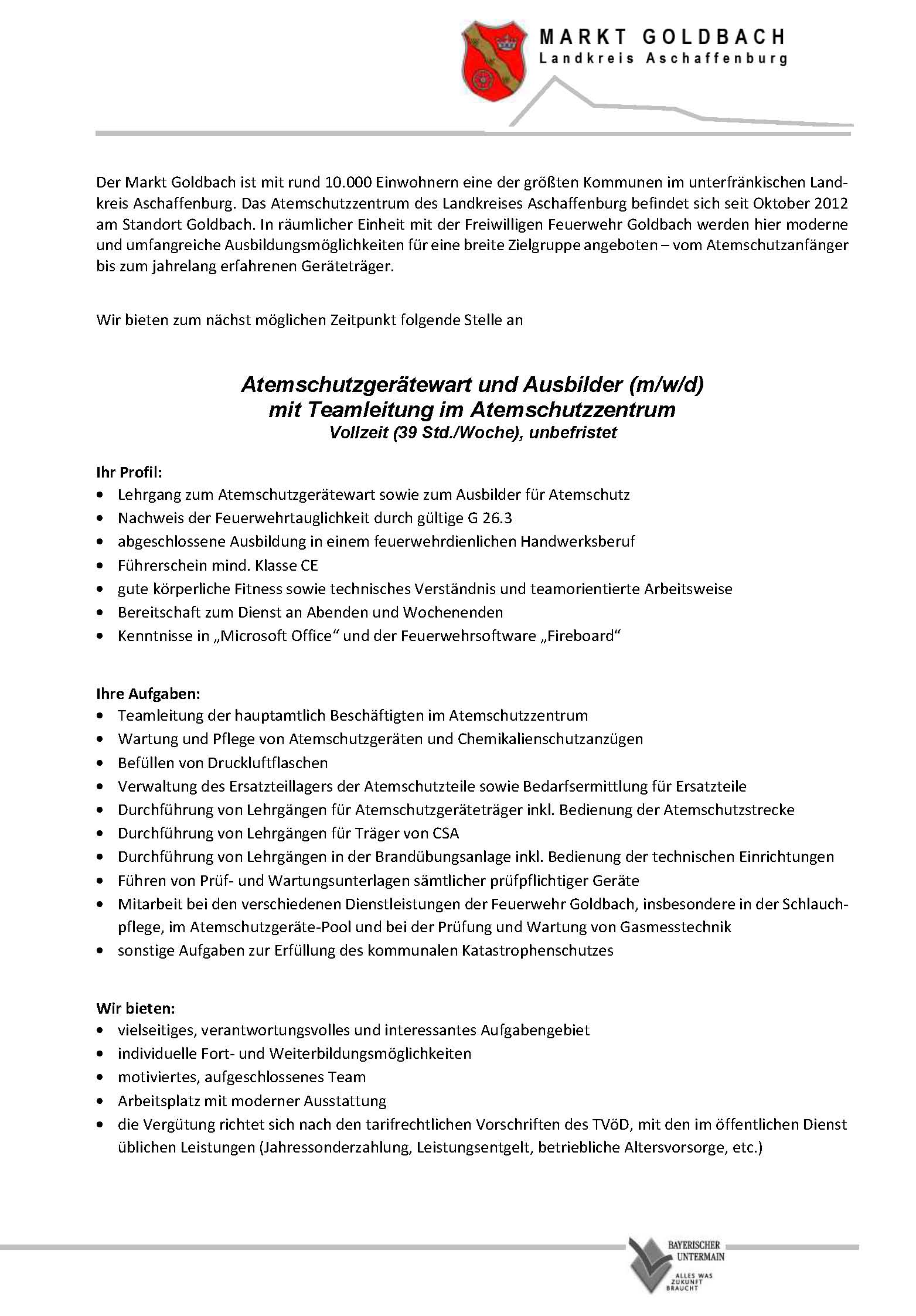 Stellenanzeige Atemschutzgerätewart und Ausbilder Seite 1