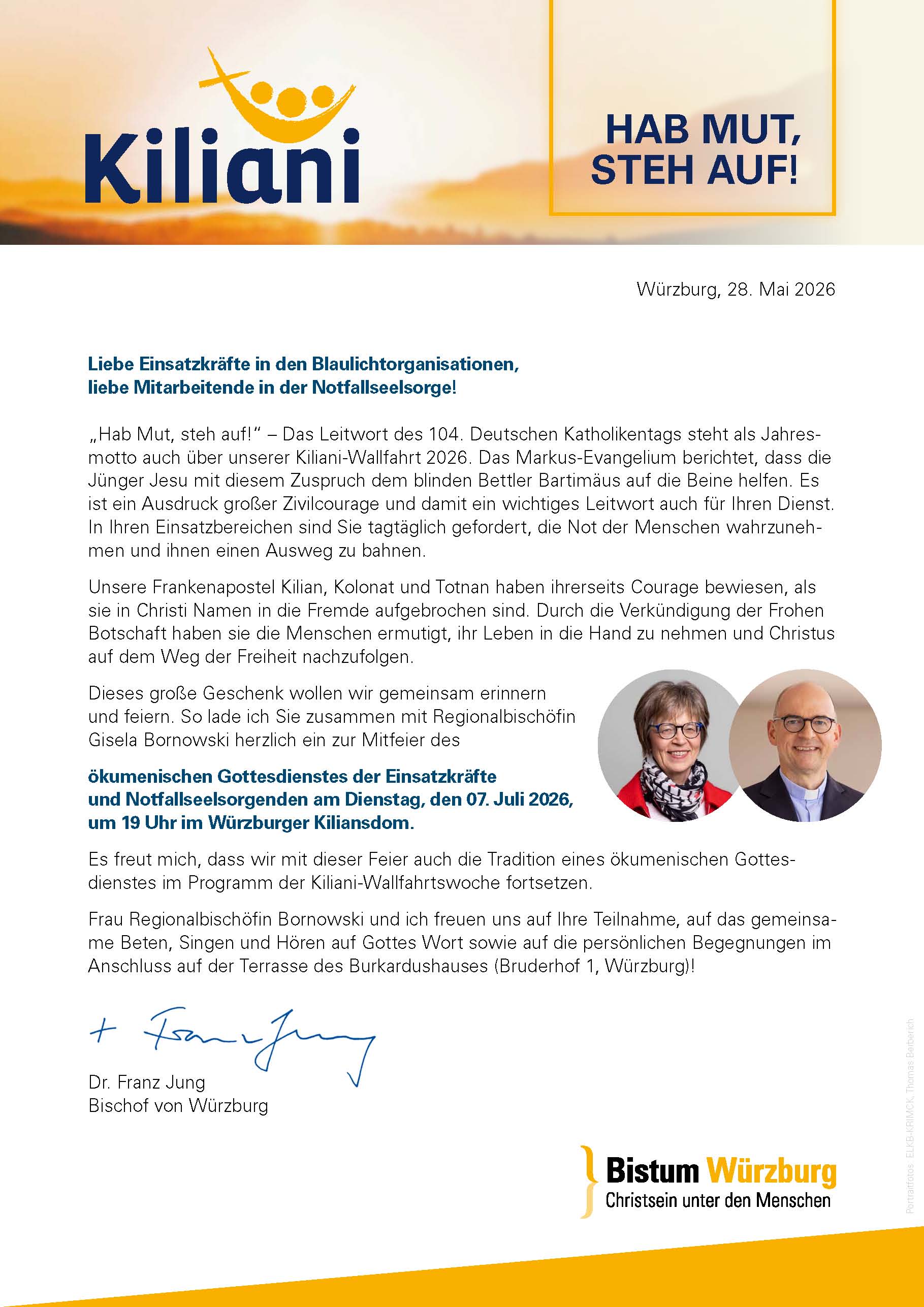 Einladung Kiliani Blaulicht Ökumene 2026